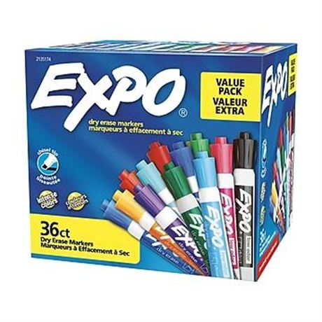 EXPO Low Odor Dry Erase Vibrant Color Markers, Broad Chisel Tip, Assorted