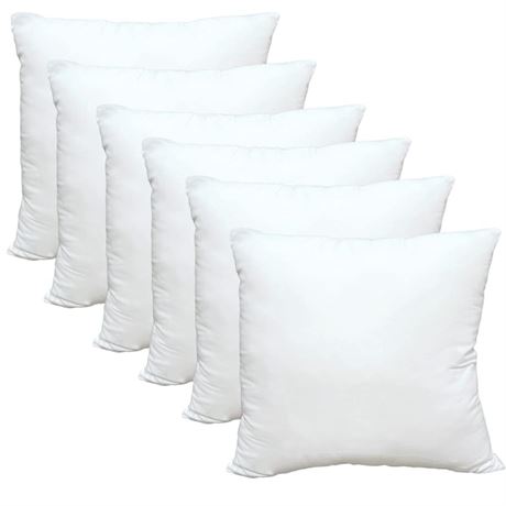 Luxury Throw Pillow Inserts, Pack of 6, 18 x 18 inches Hypoallergenic Ultra