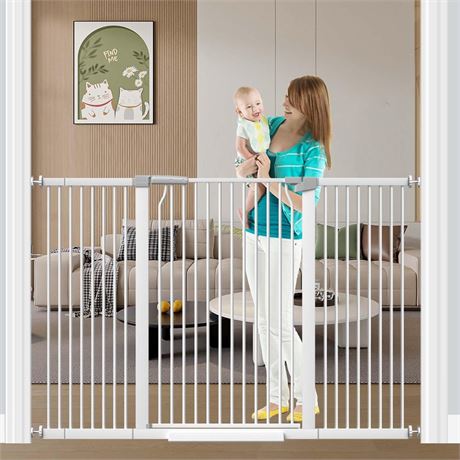 Fairy Baby 40.5" Extra Tall Pet Gate for Doorway, 60.3"-65.7" Extra Wide Dog