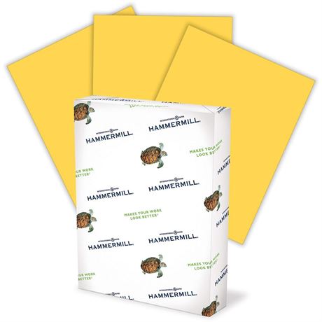 Hammermill 103168 Recycled Colored Paper, 20lb, 8-1/2 x 11, Goldenrod, 500