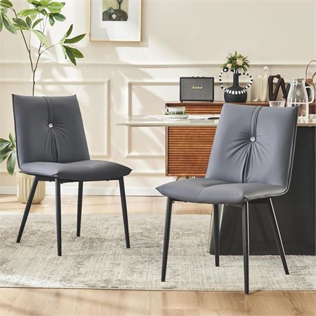 YOUTASTE Dining Chairs Set of 2 Mid Century Modern Upholstered Leather Kitchen