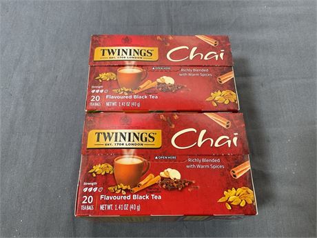 Twinings Chai Spiced Black Tea Bags, 20 Count Box/2 boxes
