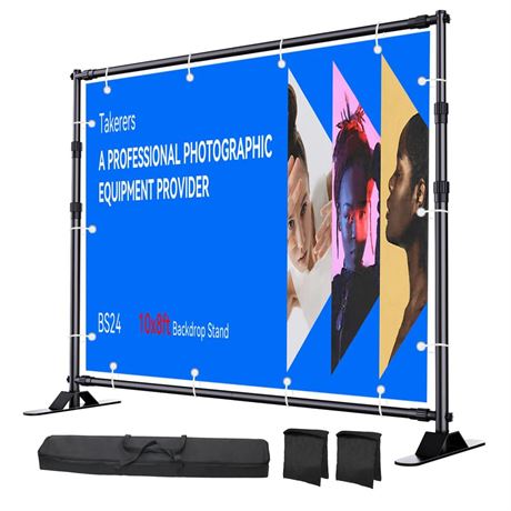 10x8ft Adjustable Backdrop Banner Stand, Extra Thick Heavy Duty Aluminum Alloy