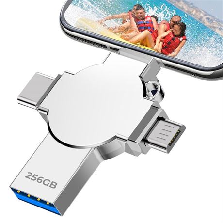 Photo Stick USB Flash Drive 256GB Pkinnde - 4 in 1 USB 3.0 High Speed Thumb