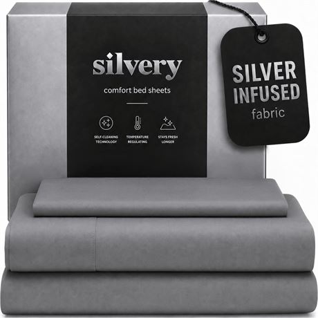 Silvery Silver Infused Bed Sheets Set - Ultra-Soft Temperature-Regulating
