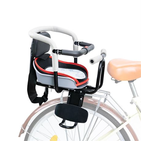 Kids Seat Bike Back Seat Child Bike Seat with Armrests, Seat Belts and Pedals