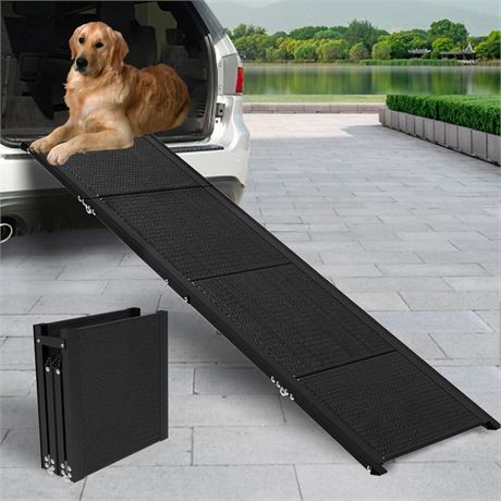 Dog Car Ramp for Large Dogs, Foldable Dog Steps Aluminum Dog Ramps, Dog Stairs