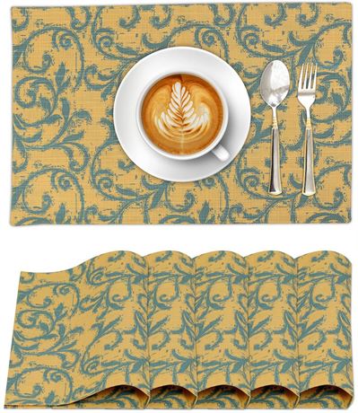 Ruvanti Placemats 100% Cotton 13x19 Inch, Dining Table Placemats Set of 6,