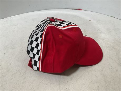 red and checkered cap
