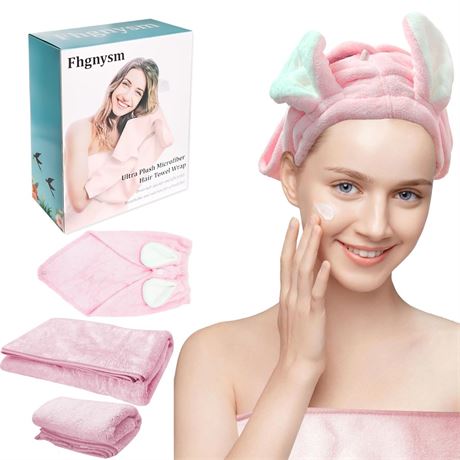 fhgnysm Microfiber Premium Towel Set, Including(Hair Turbans for Wet Hair, Wash
