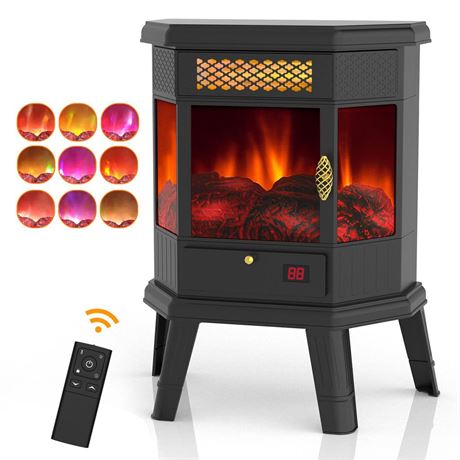 Electric Fireplace Heater 22'' Freestanding Fireplace Stove Infrared Fireplace