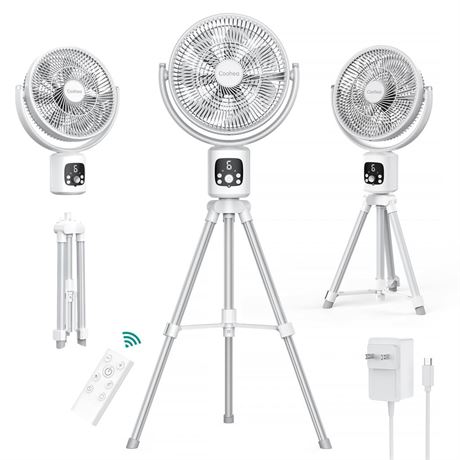 Oscillating Fan 11" Standing Fan with Detachable Tripod 12000mAh Rechargeable