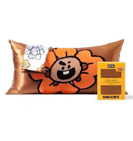 Kitsch x BT21 Satin Pillowcase with Zipper for Hair & Skin, Softer Than Silk