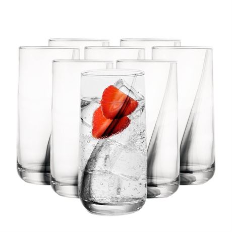 Libbey 16 Oz Ascent Black Ribbon Drinking Glasses Set of 8