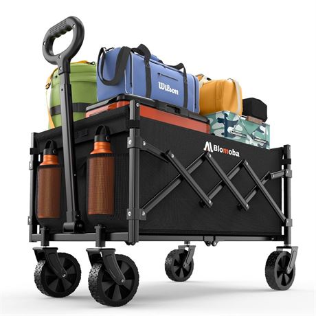 Collapsible Wagon with Wheels, 220 lbs Wagons Carts Foldable Wagon Cart with