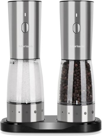 Electric Salt and Pepper Grinder Set, Large Capacity 5.3oz Salt and Pepper