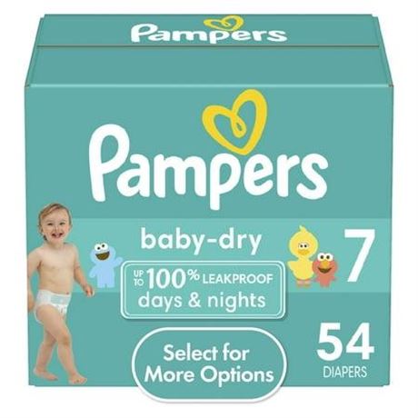 Pampers Baby Dry Diapers Size 7  54 Count (Select for More Options)