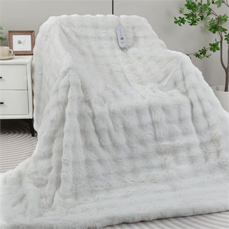 Heated Blanket Electric King- 100"x90" Soft Thick Bubble Electric Blanket for