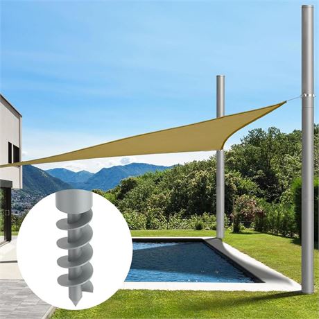 2 Packs Shade Sail Poles, 13 ft Heavy Duty Sun Sail Shade Poles with Spiral