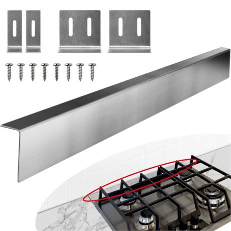 30" - 34" Stove Gap Filler, Slide-in Range Rear Filler Kit - Stainless Steel