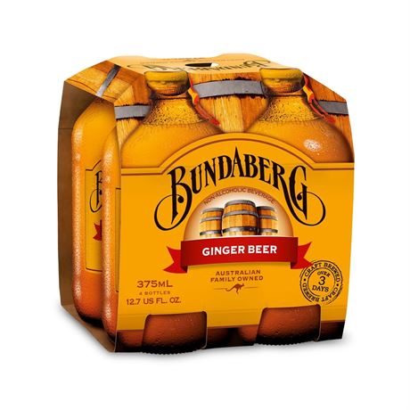 Bundaberg Soda Ginger Beer, 12.7 fl oz, 4 Pack