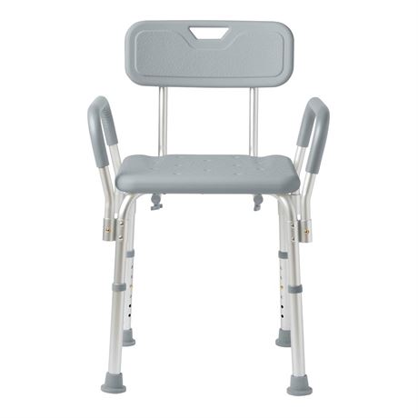 Medline Shower Chair with Back and Padded Arms, Bath Seat with Removable Back,