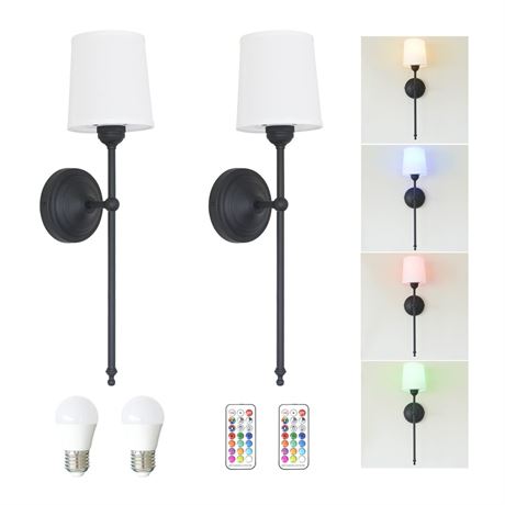 HEQIQEH Rustic Vintage RGB Wall Sconce Light Fixture with Remote Control,