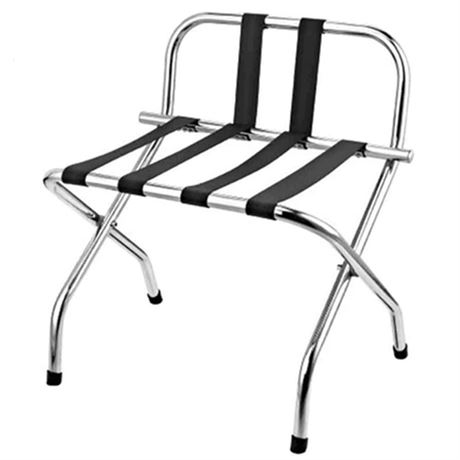 2 Pack- Folding Chrome Stainless Steel Luggage Rack with Back