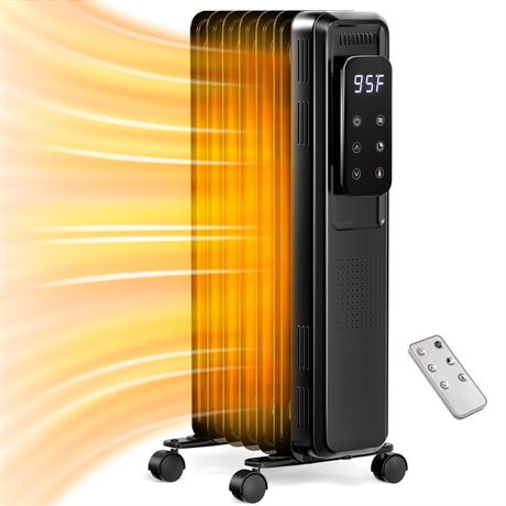 Kismile Radiator Heater,1500W Electric Portable Space Oil Filled Heater with