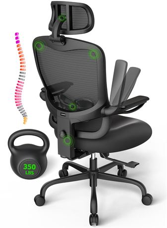 Ergonomic Office Chair Big and Tall - 6'5" Tall Max, 350Lbs Capacity Computer