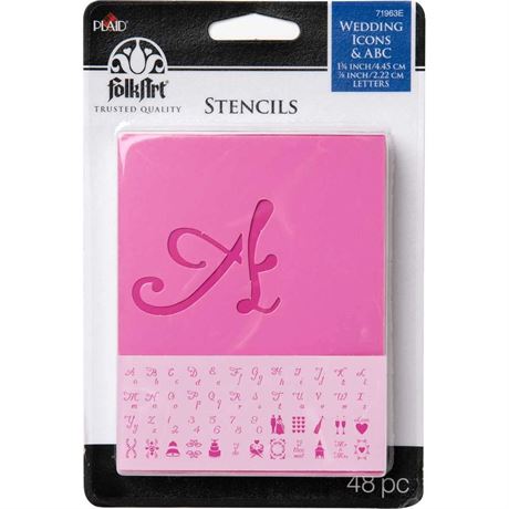 FolkArt Paper Stencil Value Packs, 3" x 4", Wedding Alphabet and Icons