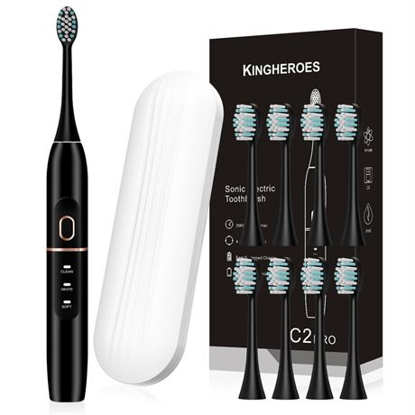 Electric Toothbrush Set, Comes with 8 Brush Heads & Travel Case,4 Modes with 2