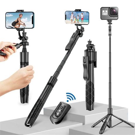 Selfie Stick for iPhone 60" Selfie Stick Tripod with Remote/Travel Tripod for