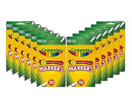 Crayola Fine Line Markers for Kids (12 Boxes), Bulk Coloring Markers for