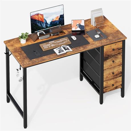 Lufeiya 47 inch Computer Desk with 4 Fabric Drawers, Writing Work Study Desk