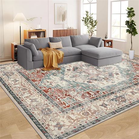 Washable Rug 8x10 Area Rugs: Vintage Area Rugs for Living Room Large Ultra-Thin