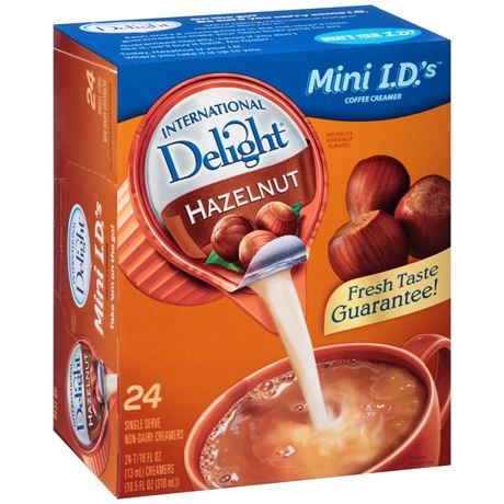 (8 boxes) International Delight Hazelnut Coffee Creamer Singles  0.44 Fl Oz  24