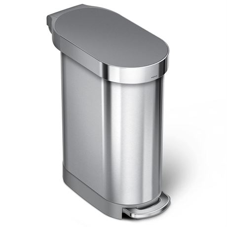 simplehuman 45 Liter / 12 Gallon Slim Hands-Free Kitchen Step Trash Can,