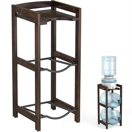 5 Gallon Water Jug Holder with Top Shelves, Natural Solid Wood Water Dispenser