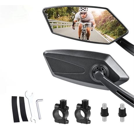 MRSXXNTY 2 Pack Bike Mirrors, Bike Mirrors for Handlebars, 360° Adjustable