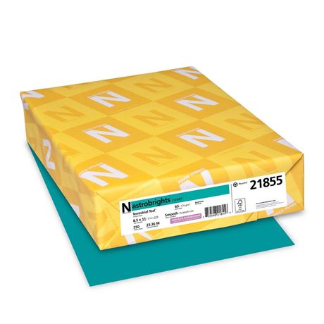 Neenah Paper 21855 Color Cardstock, 65lb, 8 1/2 x 11, Terrestrial Teal, 250