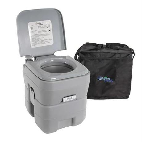 U.S. Camping Supply Portable Toilet with Carry Bag  5.3 Gallon Waste Tank -