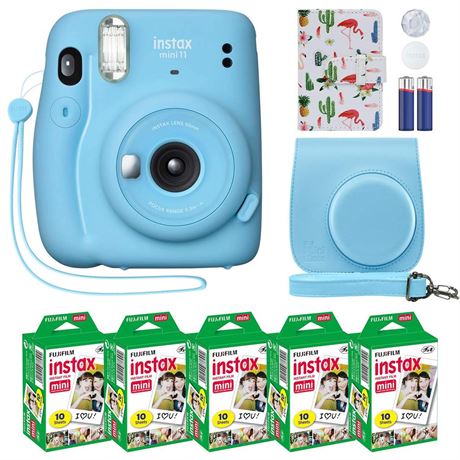 Fujifilm Instax Mini 11 Instant Camera Sky Blue + Custom Case Fuji Film Value