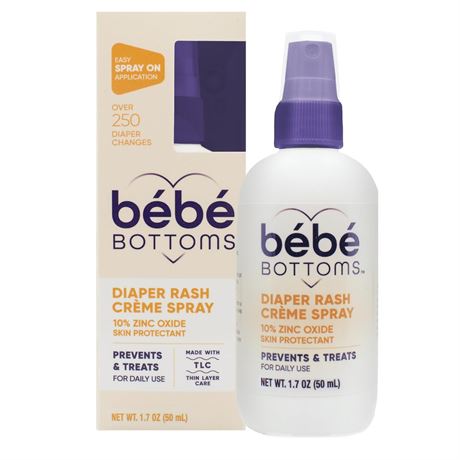 Bébé Bottoms Baby Diaper Rash Cream Spray, No-Rub Touch Free Application for