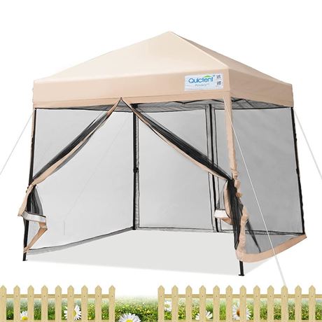 Quictent 9'x9' Portable Pop up Canopy Tent with Mosquito Netting, Easy up