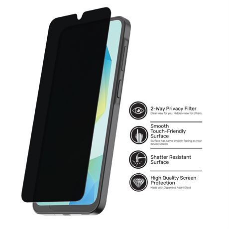 DuraGlass Privacy Glass Screen Protector with 2-Way Privacy Filter for Samsung