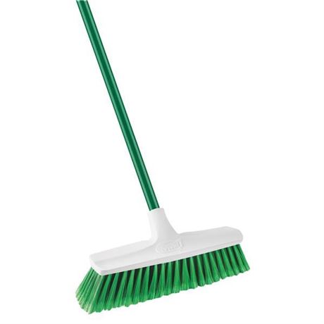 Libman Smooth Sweep Indoor Push Broom Green Steel Handle Soft Green Broom Fibers