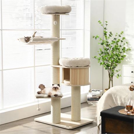 Cat Tree 65 Inches Tall, Cat Tower for Indoor Cats, Cat Condo with Space