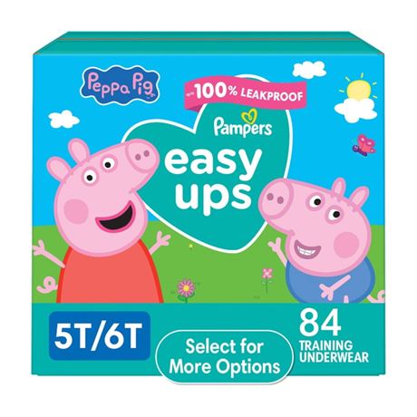 Pampers Easy Ups Peppa Potty Training Pants Girls Size 5T-6T, 84 Count (Select
