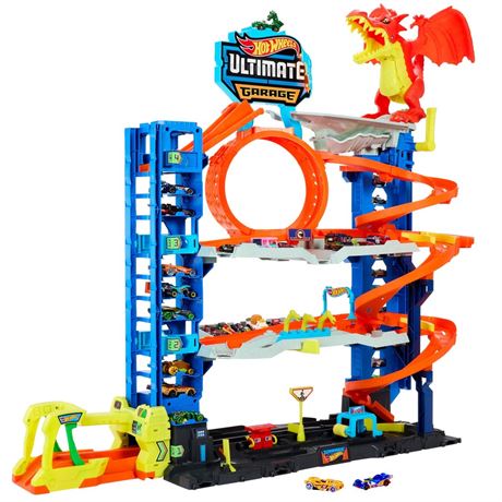 Hot Wheels City Ultimate Garage Playset with 2 Die-Cast Cars, Storage for 50+